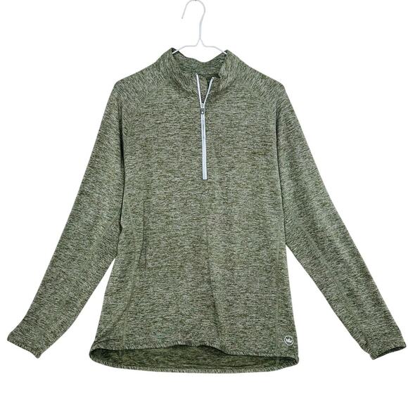 Peter Millar Sydney Stretch Quarter Zip Pullover in Heather Green Size Medium - Picture 2 of 6